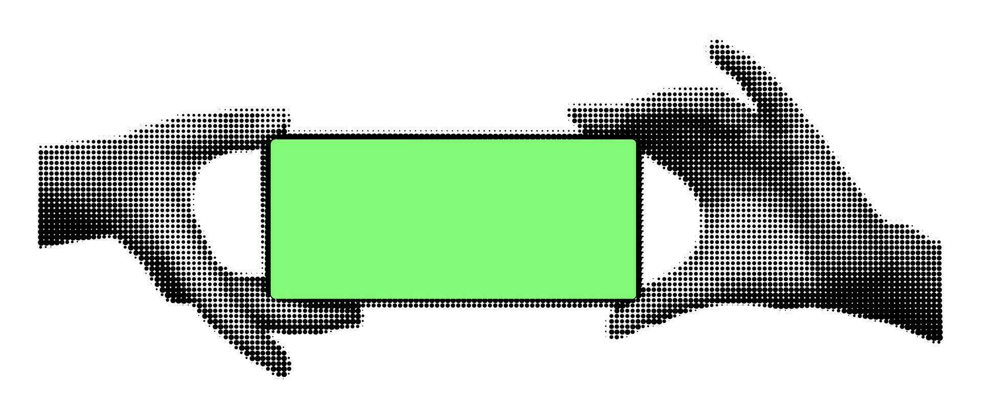 meio-tom mãos segurando telefone horizontalmente vetor ilustração