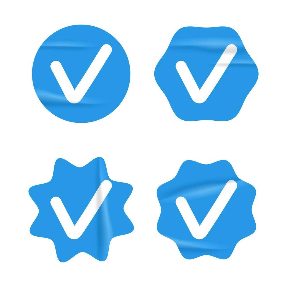verificado Distintivos Verifica ícone conjunto vetor ilustração