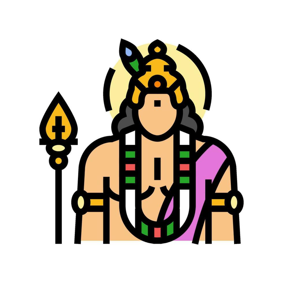 kartikeya Deus indiano cor ícone vetor ilustração