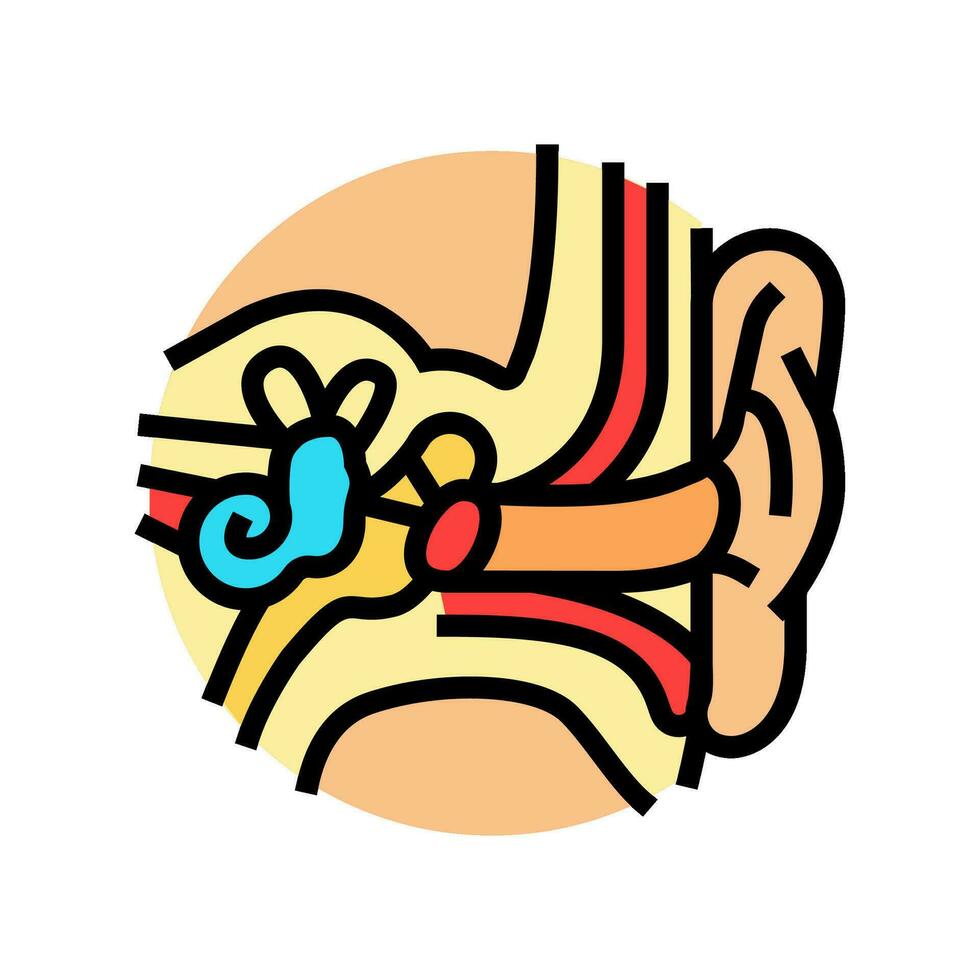 orelha anatomia audiologista médico cor ícone vetor ilustração