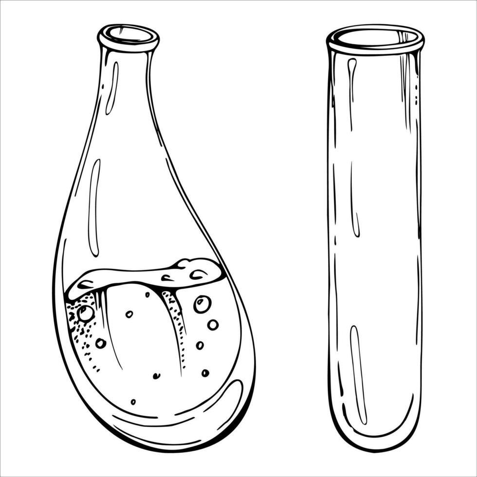 mão desenhado tinta vetor vidro jarra frasco garrafa para poção. esboço ilustração arte feitiçaria, medicamento, química, alquimia. isolado objeto, contorno. Projeto lojas, logotipo, imprimir, local na rede Internet, cartão, livreto