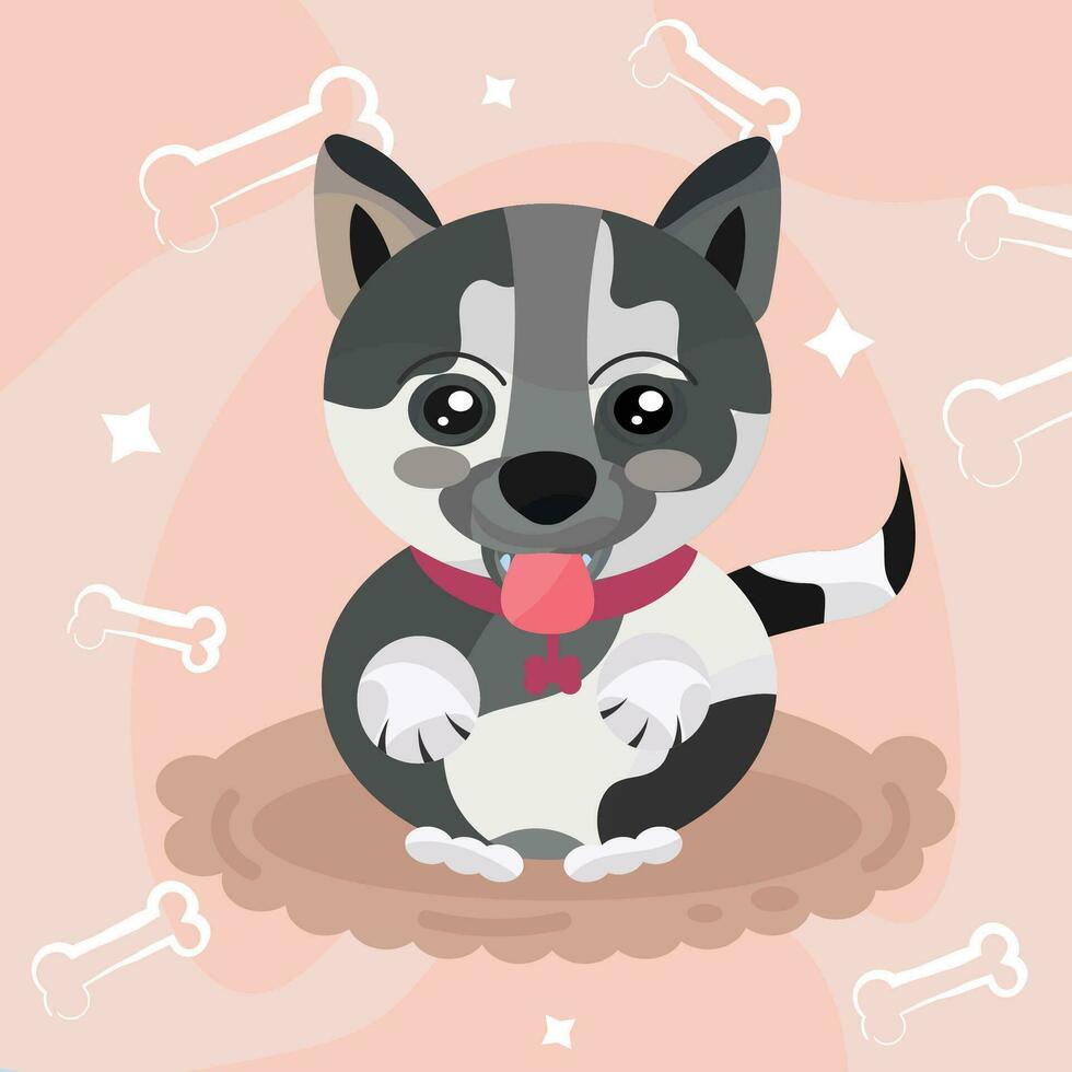 isolado fofa rouco cachorro personagem desenho animado vetor ilustração