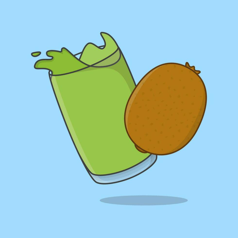 kiwi suco desenho animado vetor ilustração. kiwi suco plano ícone esboço