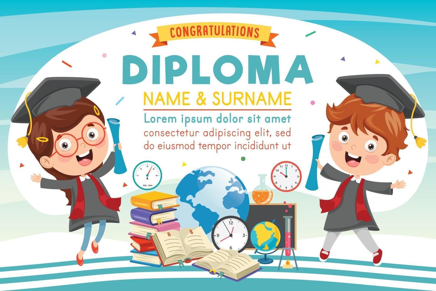 certificado de diploma para crianças vetor