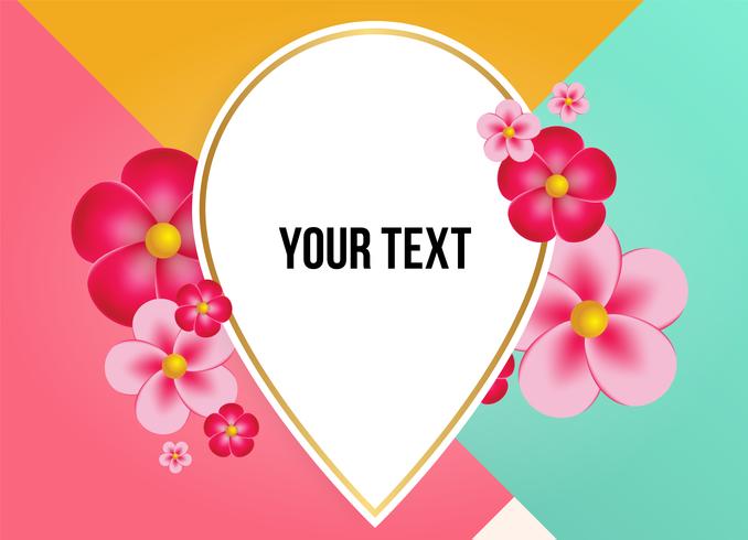 Caixa de texto com lindas flores coloridas. Ilustração vetorial vetor