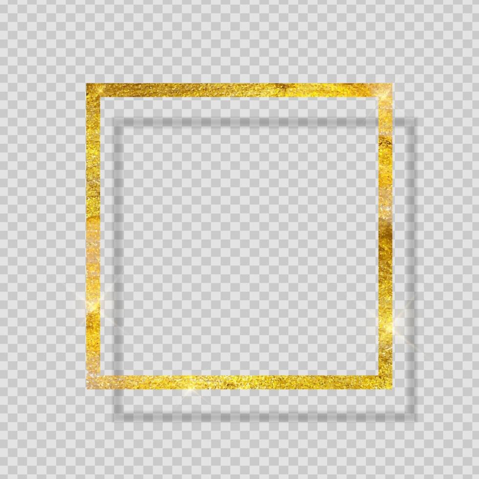 pintura dourada brilhante quadro texturizado em fundo transparente. ilustração vetorial vetor