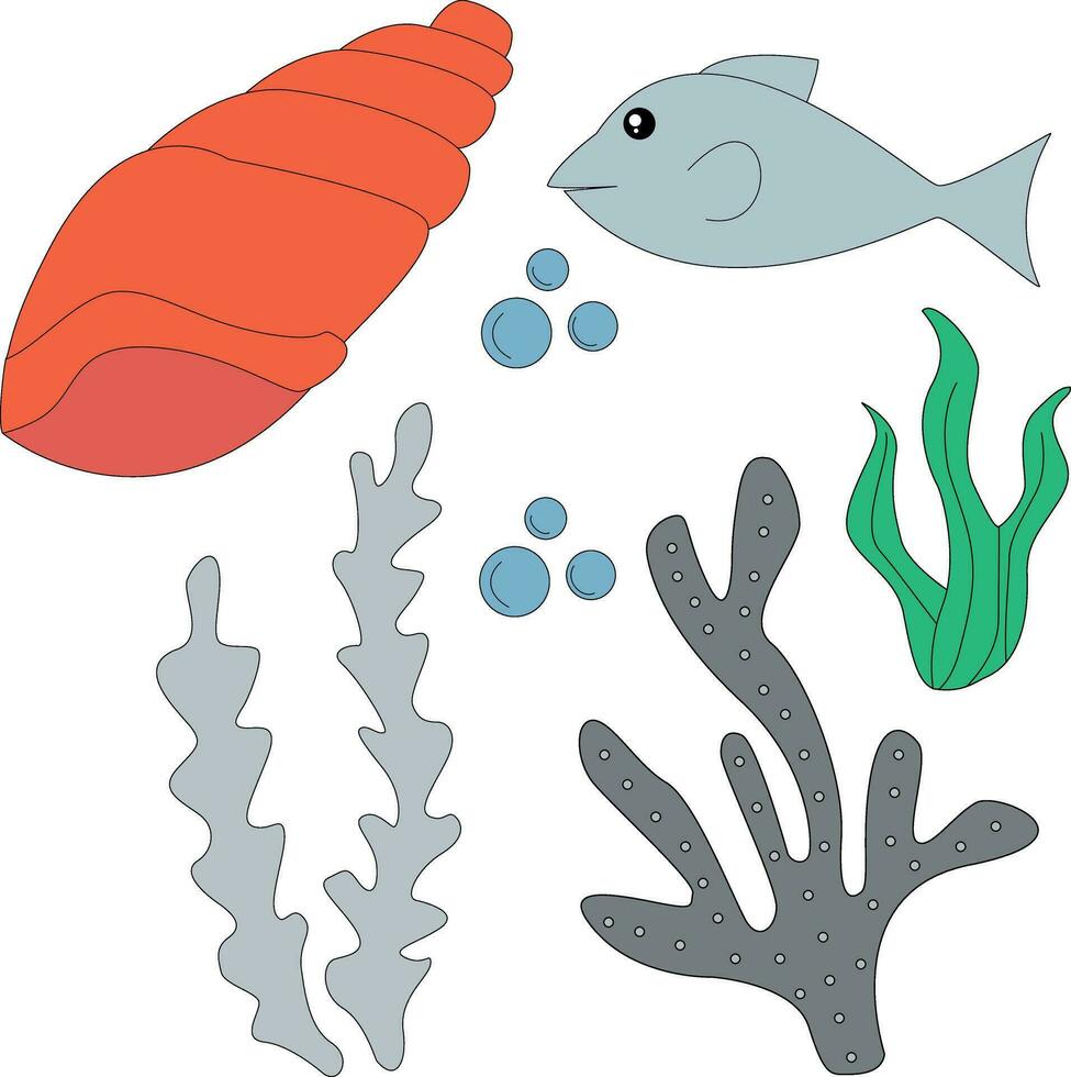 colorida oceano animais clipart conjunto dentro desenho animado estilo. inclui 4 aquático animais para crianças e crianças vetor