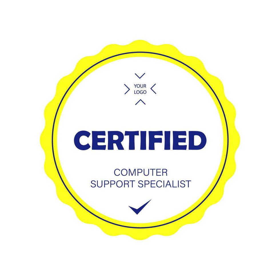 profissional volta certificado do computador Apoio, suporte especialista vetor