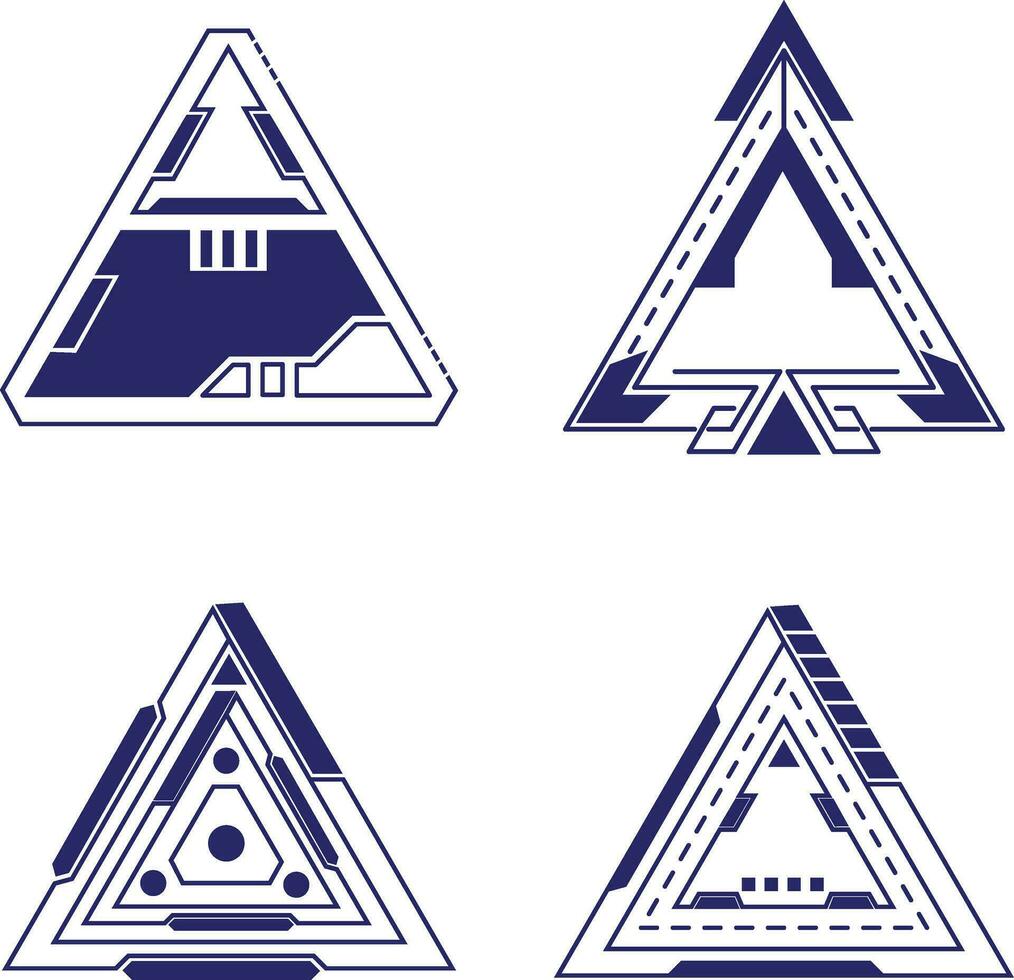 conjunto do triângulo futurista hud quadro, com geométrico forma. vetor ilustração