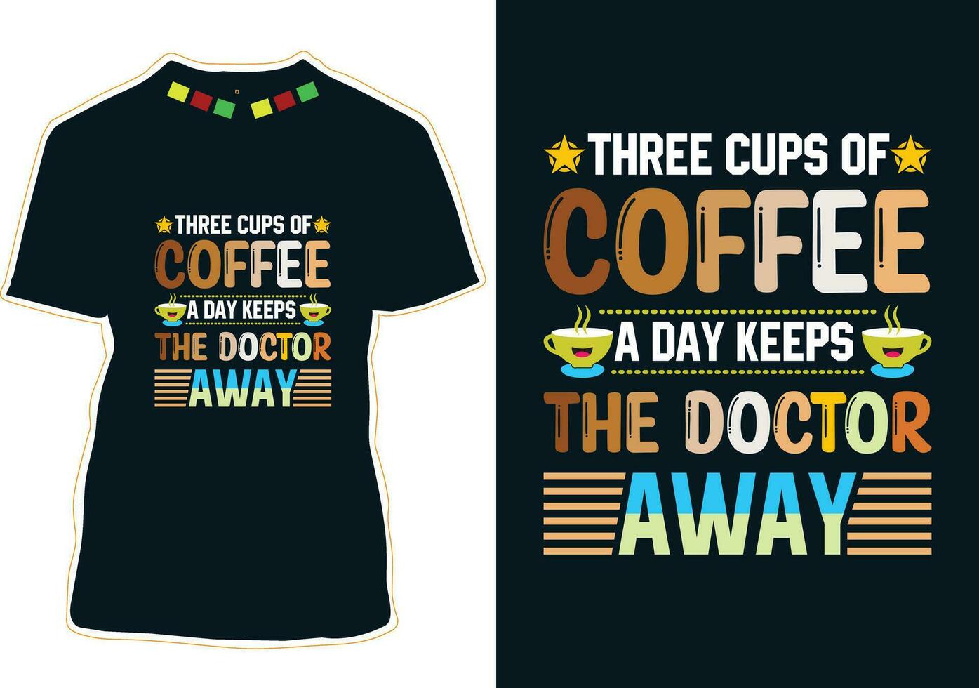 três copos do café uma dia mantém a médico ausente, internacional café dia camiseta Projeto vetor