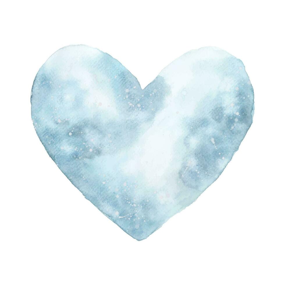 pintado à mão aguarela azul coração vetor