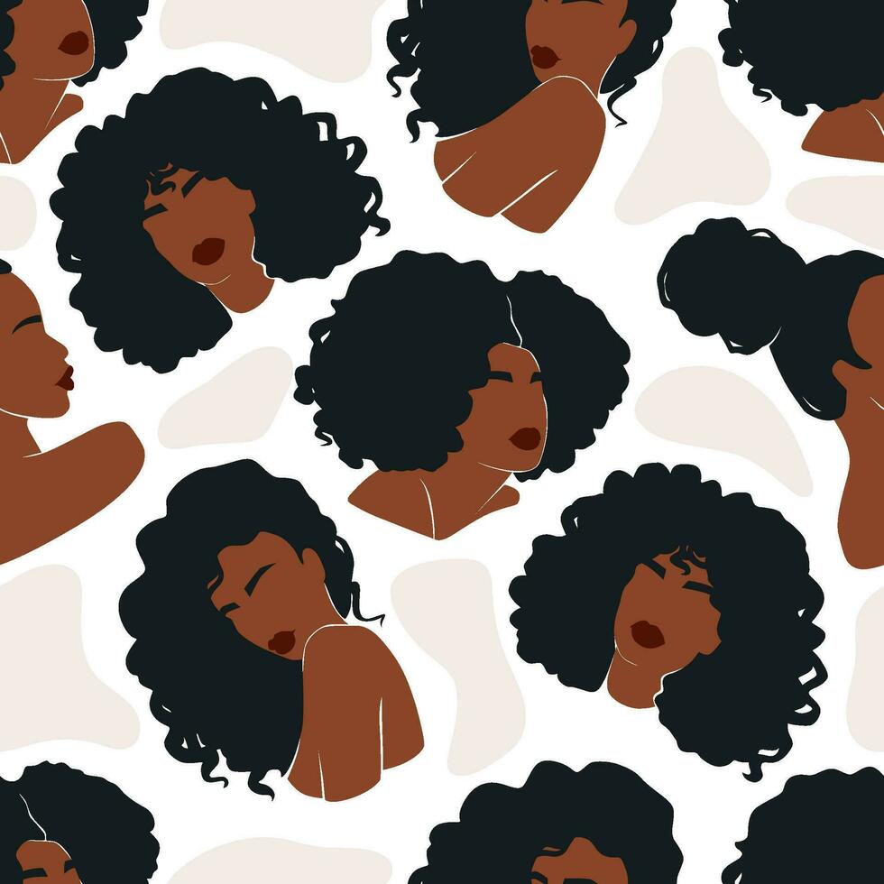 afro americano mulher vetor ilustração definir. lindo meninas Sombrio pele.