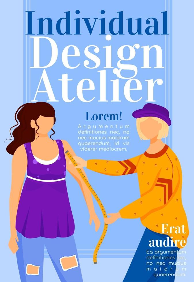 modelo de capa de revista de moda. atelier de design individual. projeto de maquete de jornal. layout de página de vetor com caráter plano. guia de estilo publicidade cartoon ilustração com espaço de texto