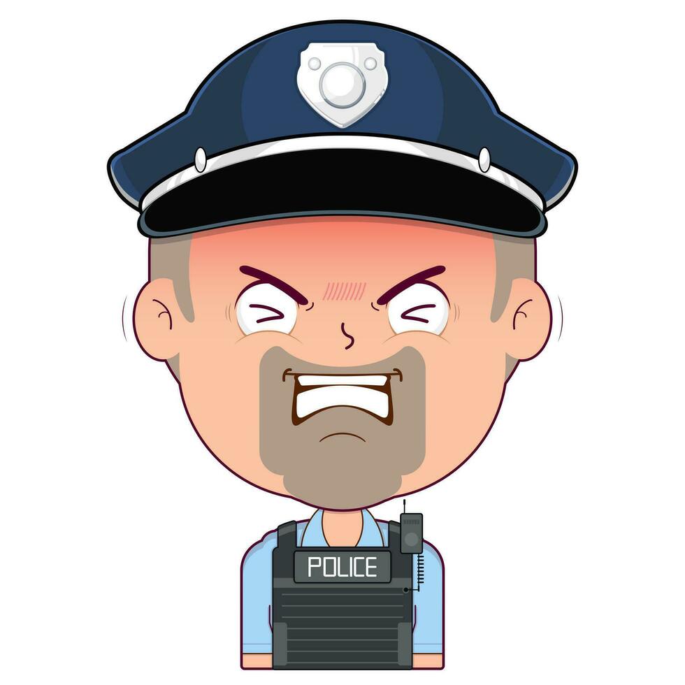 policial doeu face desenho animado fofa vetor