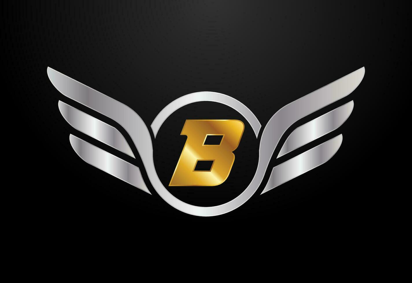 Inglês alfabeto b com asas logotipo Projeto. carro e automotivo vetor logotipo conceito