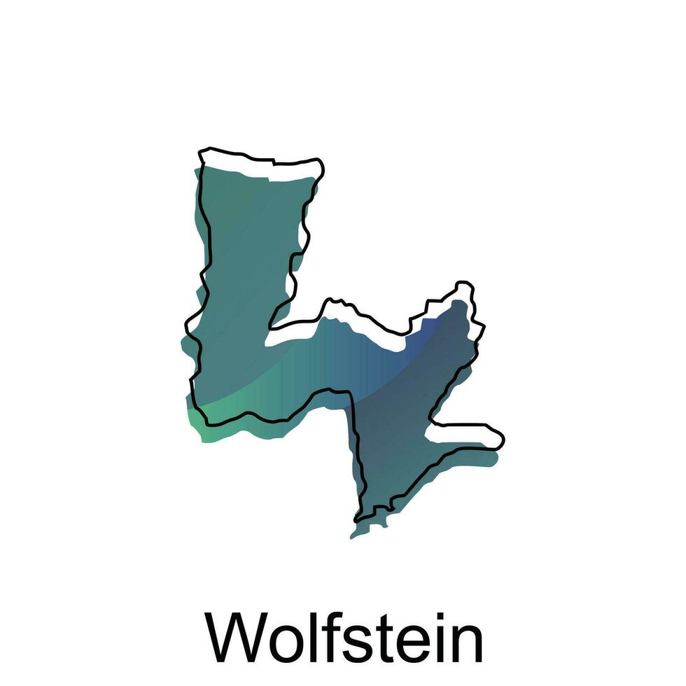 vetor mapa do Wolfstein moderno contorno, logotipo vetor Projeto. abstrato, desenhos conceito, logotipo, logótipo elemento para modelo.