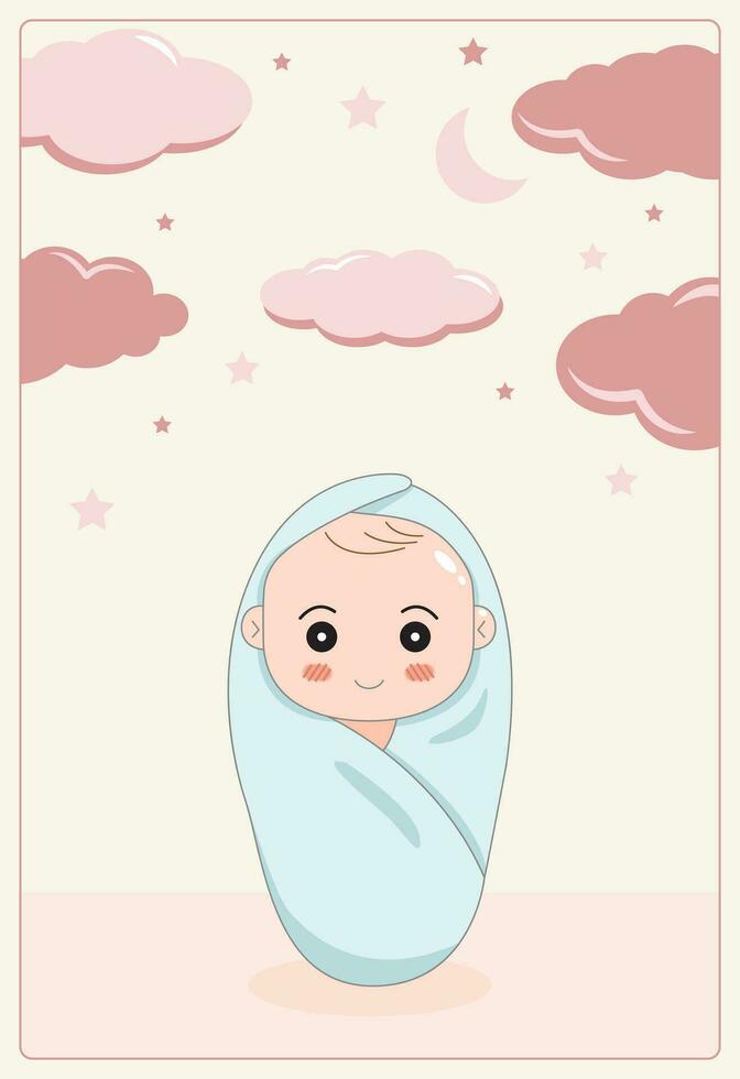 bebê chuveiro convite com desenho animado cartão, Está uma garoto. Está uma garota, vetor ilustração