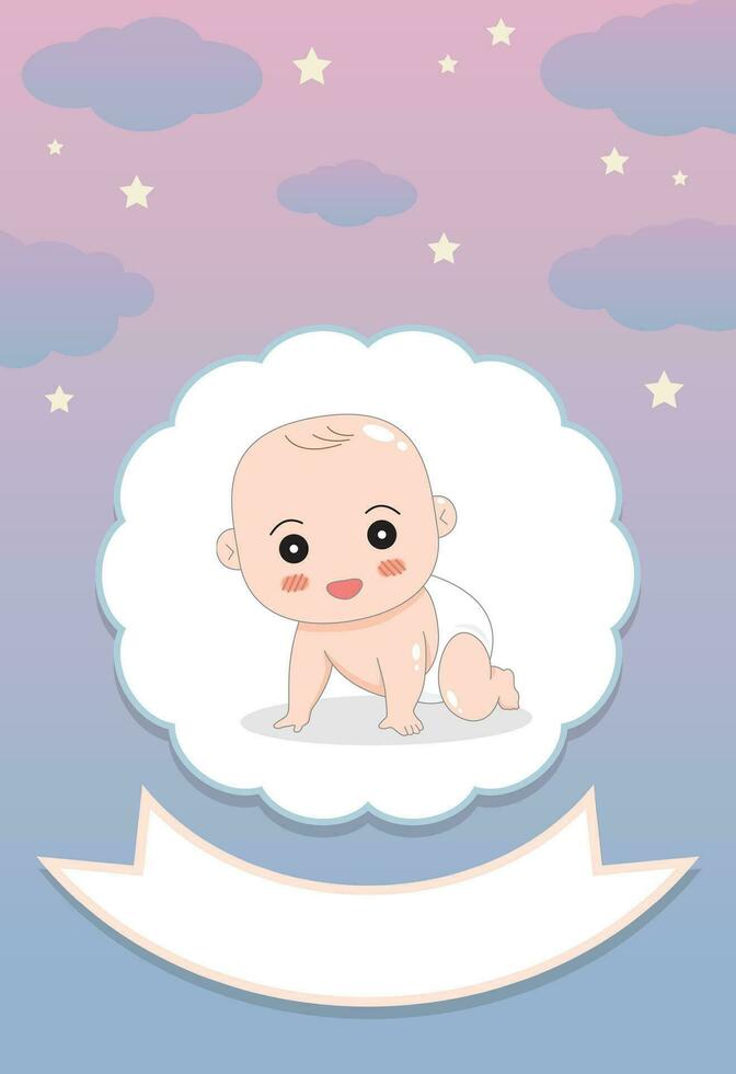 bebê chuveiro convite com desenho animado cartão, Está uma garoto. Está uma garota, vetor ilustração