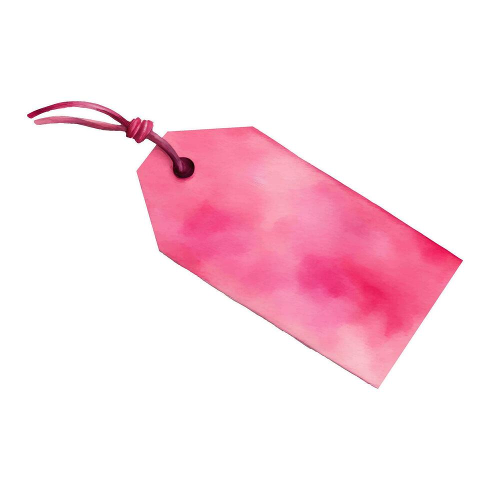 Rosa em branco preço tag com corda isolado mão desenhado aguarela pintura ilustração vetor
