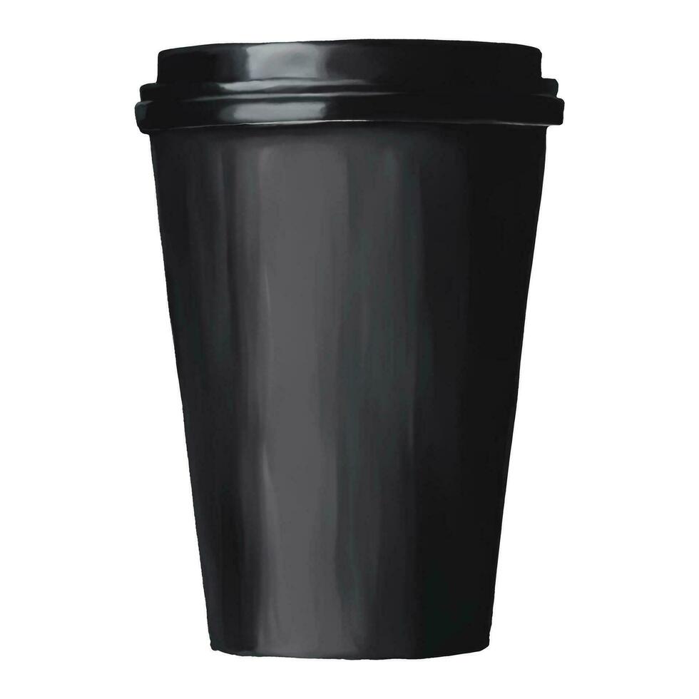 Preto café papel copo isolado mão desenhado aguarela pintura ilustração vetor