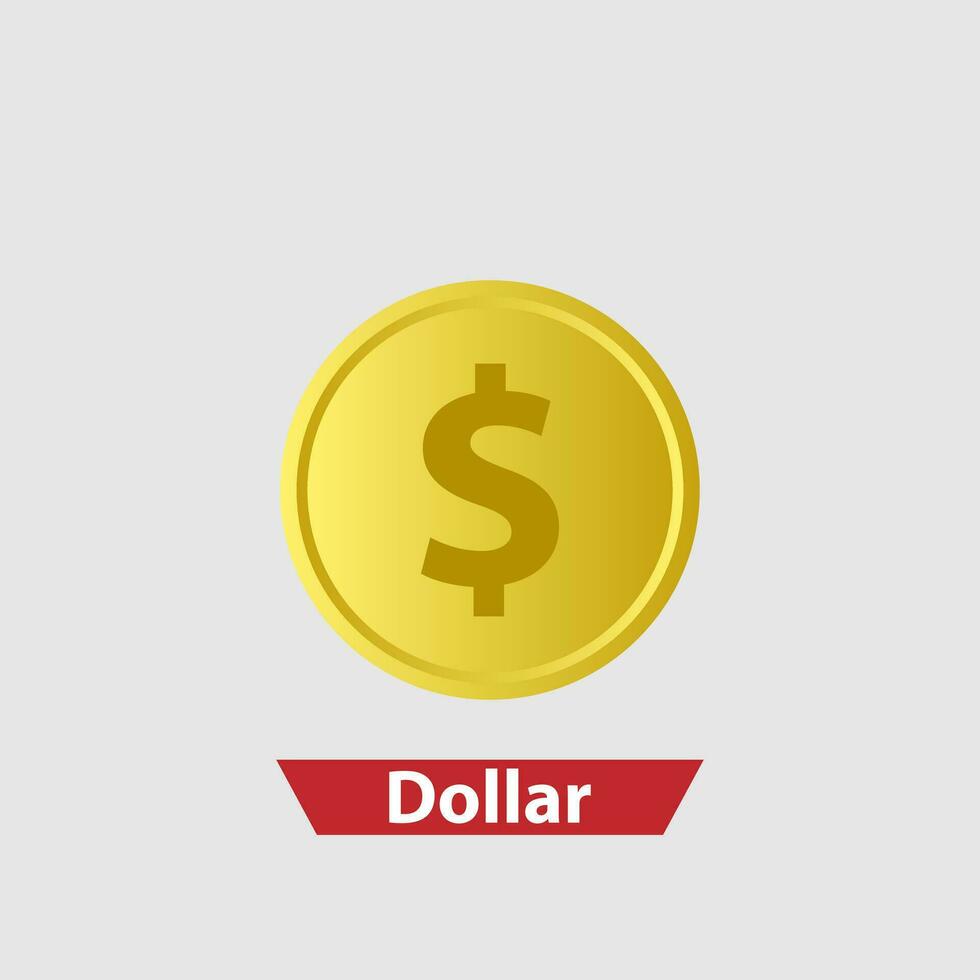 ouro dólar moeda. significa do pagamento, global moeda, mundo economia, finanças e investimento conceito. isolado vetor ilustração.