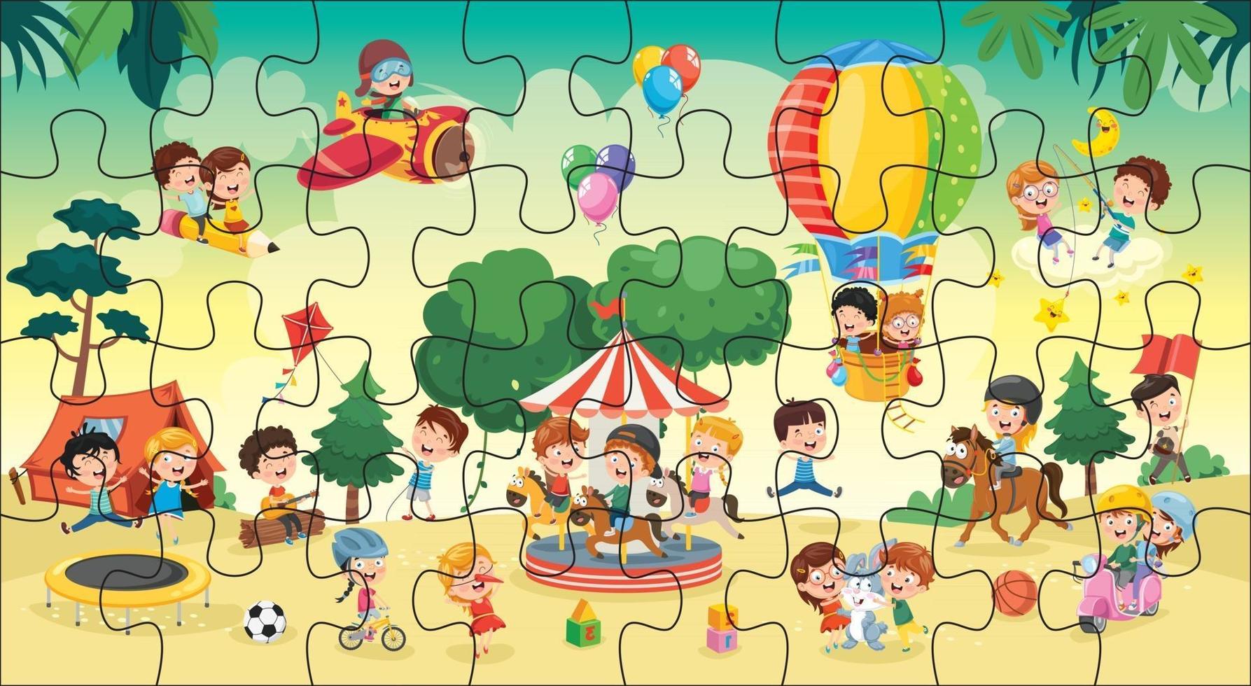 ilustração de jogo de quebra-cabeça para crianças vetor