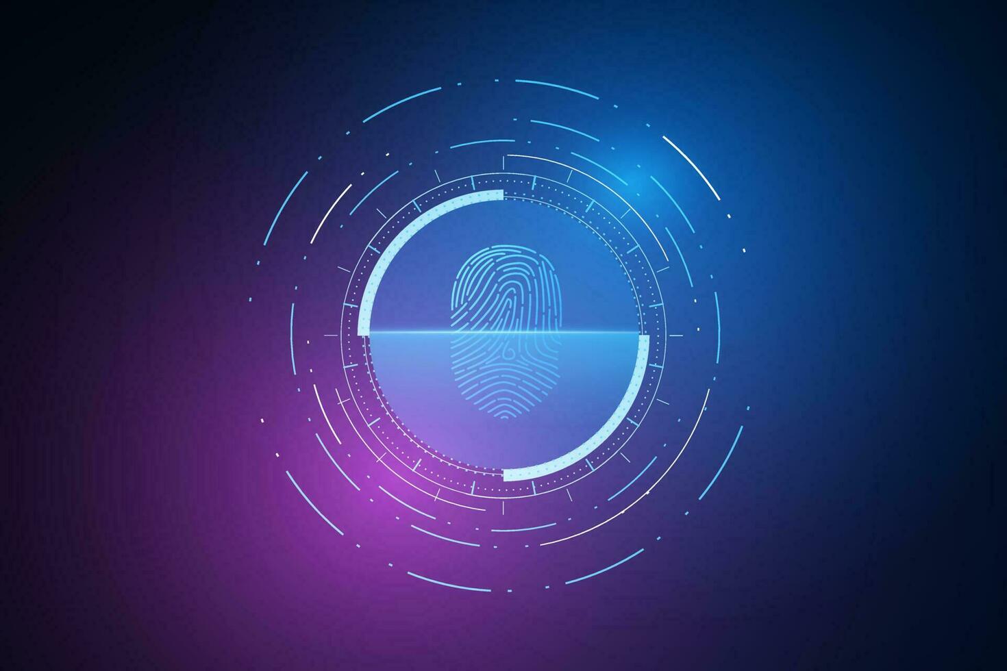 digitalizar impressão digital, segurança cibernética e controle de senha por meio de impressões digitais, acesso com identificação biométrica vetor