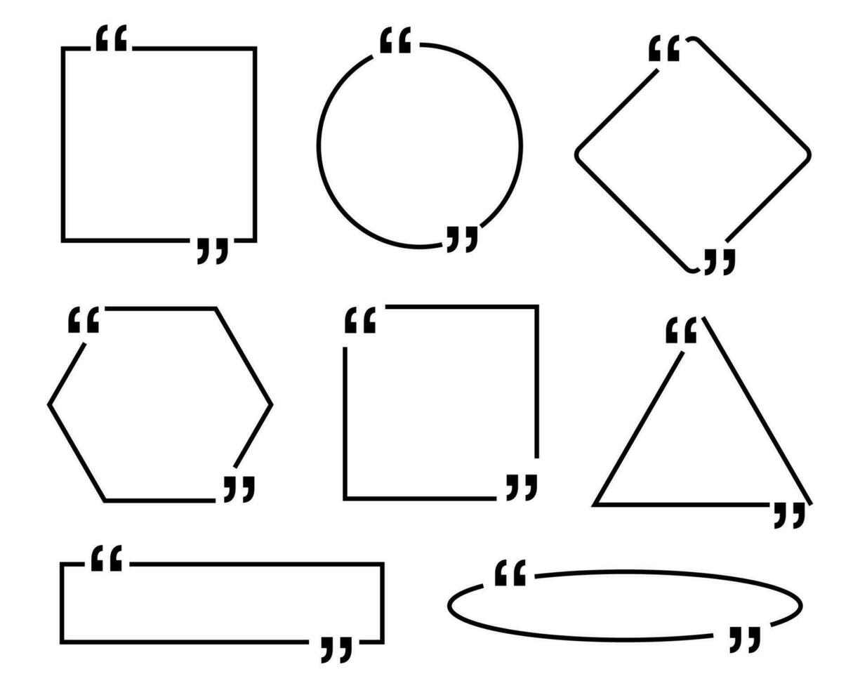 caixa quadro, Armação com citar, ampla definir. citar caixas mensagem. geométrico em branco modelo citar texto informação Projeto caixas citar bolha blog citações símbolos. criativo vetor bandeira ilustração isolado