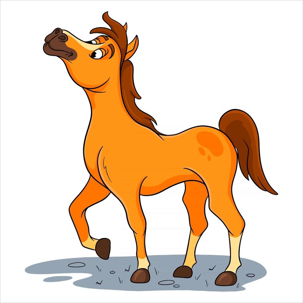 cavalo engraçado personagem animal em estilo cartoon vetor