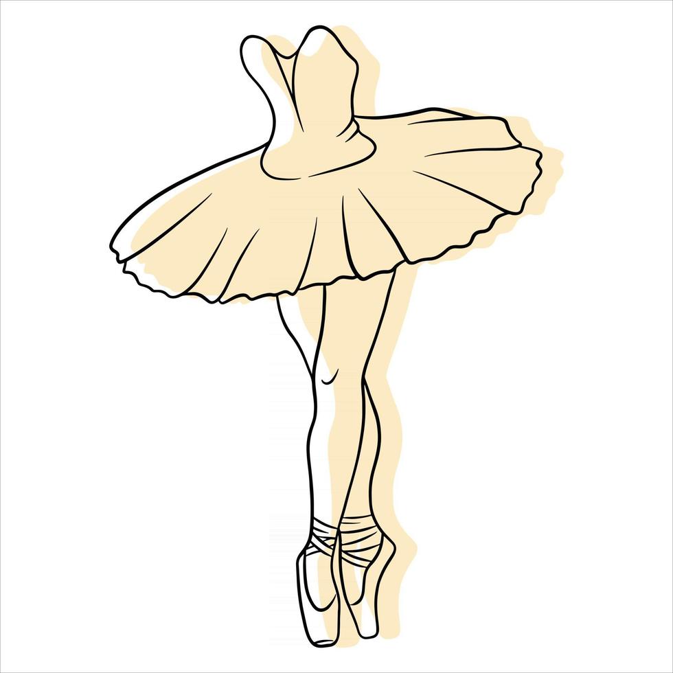 balé. pernas de bailarina em tutu e ponta. arte de linha. vetor