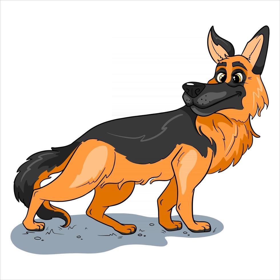 personagem animal pastor alemão engraçado em estilo cartoon vetor