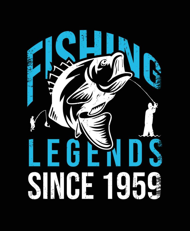 1959 desde pescaria legendas camiseta Projeto vetor ilustração ou poster