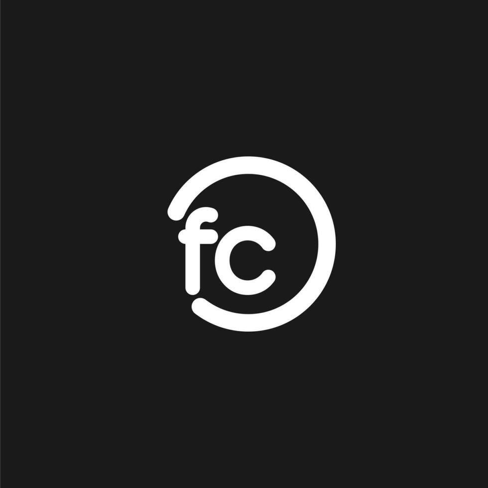 iniciais fc logotipo monograma com simples círculos linhas vetor