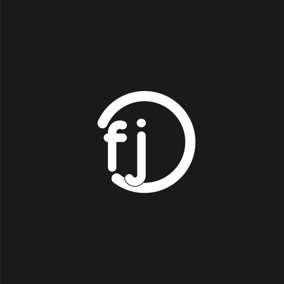 iniciais fj logotipo monograma com simples círculos linhas vetor