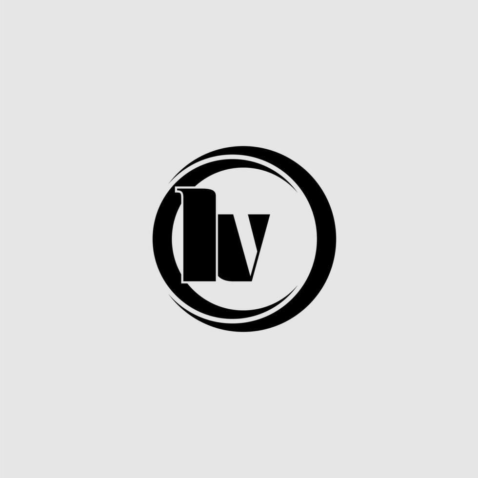 cartas lv simples círculo ligado linha logotipo vetor