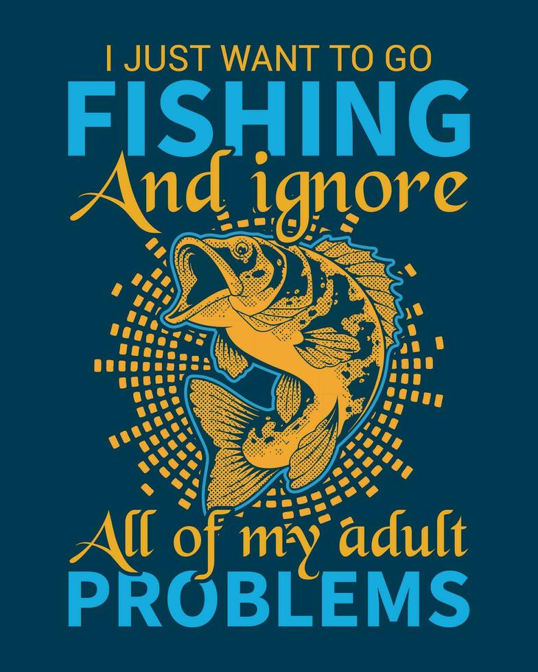 design de camiseta de pesca vetor