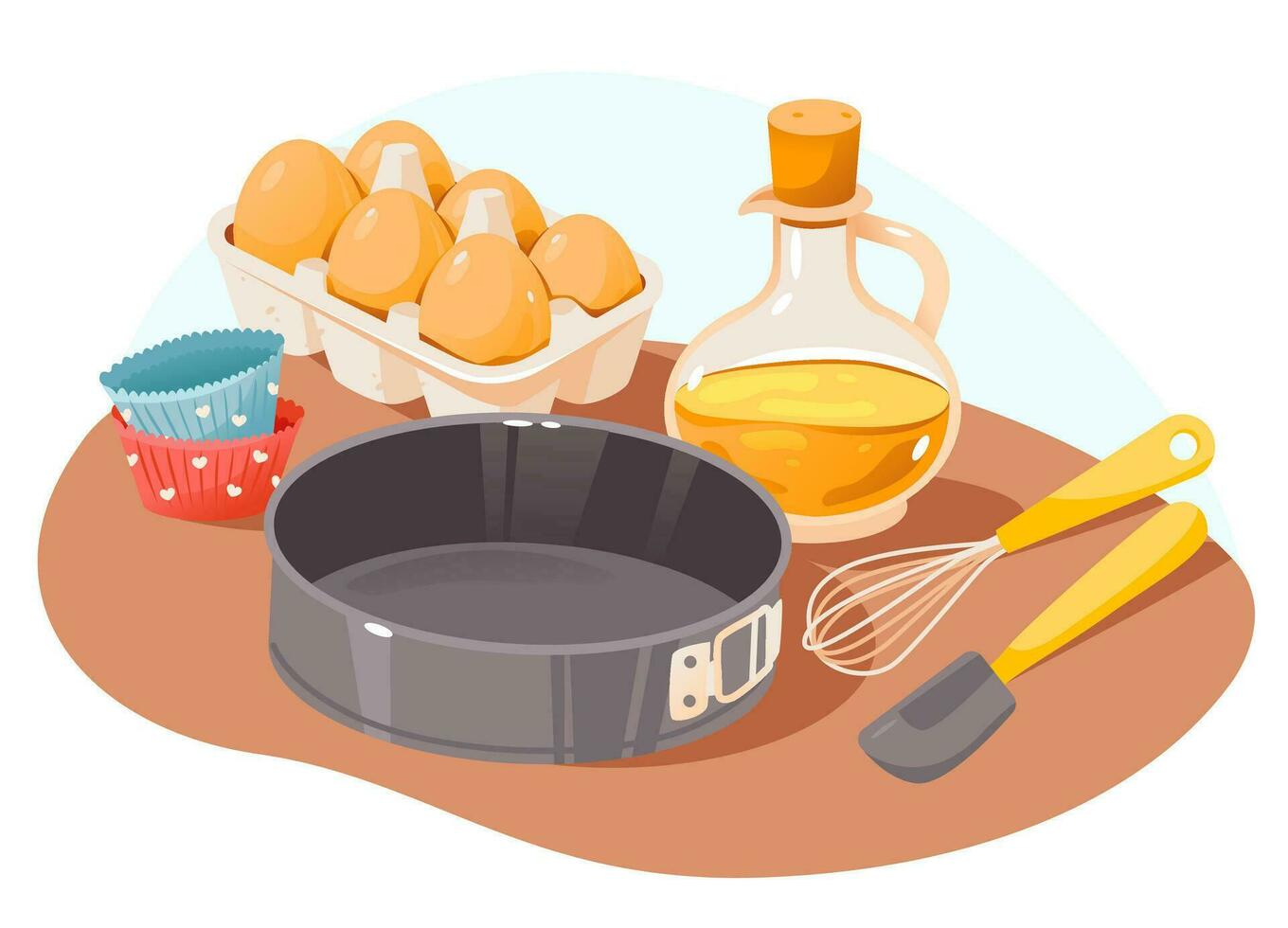 produtos e cozinha Ferramentas para cozinhando cozimento receitas. cozimento ingredientes. desenho animado vetor ilustração