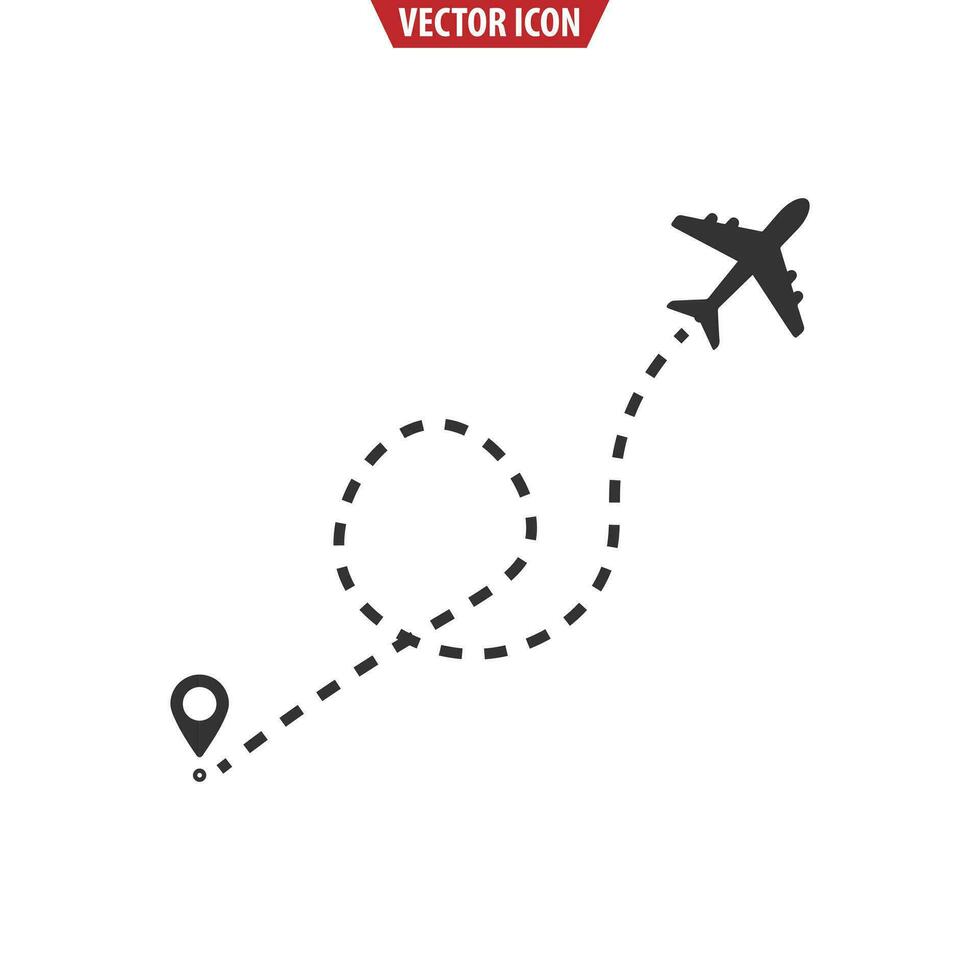 ar avião voar rota avião linha caminho ícone. vetor ilustração. avião viagem conceito, símbolo em isolado fundo.