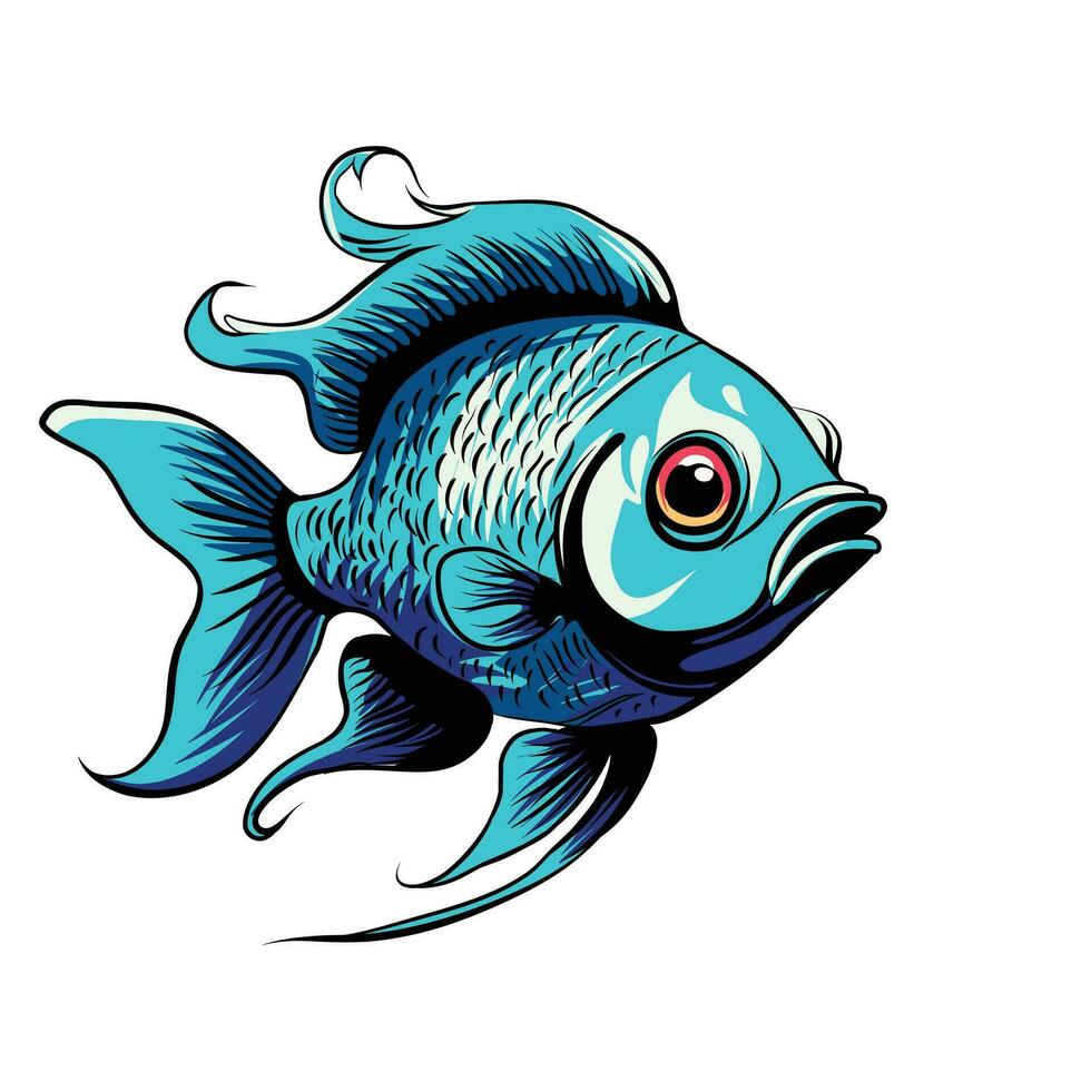 brilhante fofa desenho animado peixe branco fundo ilustração vetor
