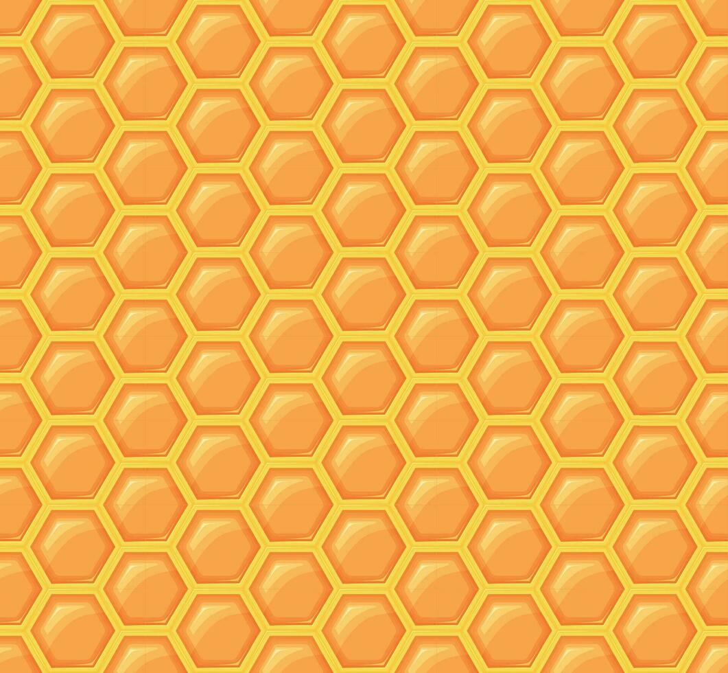 amarelo, laranja colméia fundo. favo de mel, abelhas colmeia células padronizar. abelha querida formas. vetor geométrico desatado textura símbolo. hexágono, hexagonal, mosaico célula placa ou ícone. gradação cor.