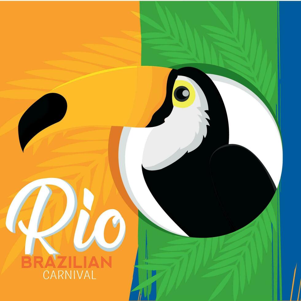 fofa tucano tropical pássaro rio de janeiro carnaval poster vetor