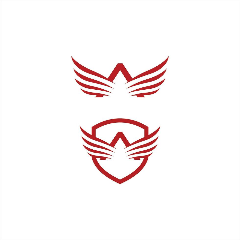 escudo com asa logotipo modelo vetor ilustração