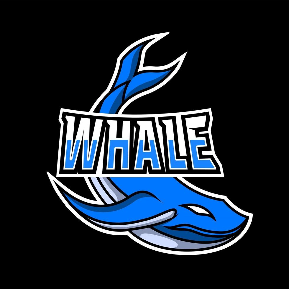 Modelo de logotipo de esporte de jogo de mascote de peixe-baleia azul para o time de esquadrão vetor