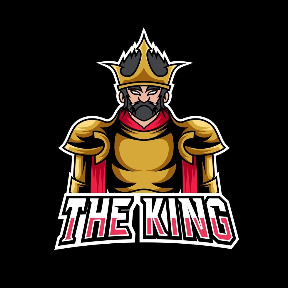Angry king sport modelo de logotipo esport uniforme dourado de guerra vetor