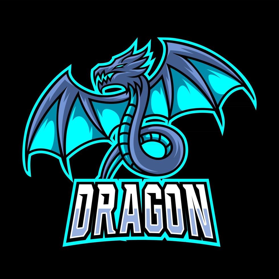 modelo de vetor de design de logotipo de jogo de mascote dragão azul  2827782 Vetor no Vecteezy