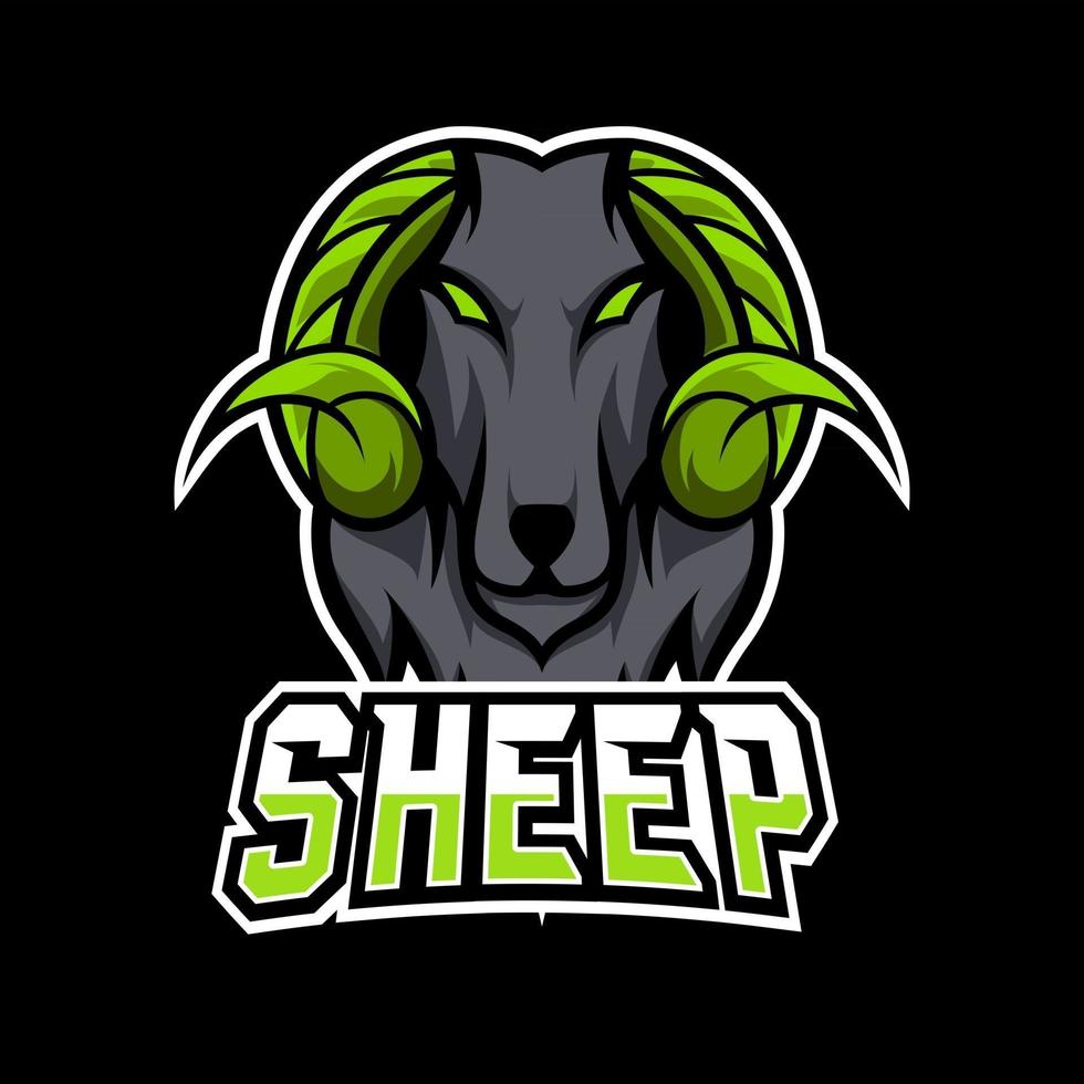 modelo de logotipo esporte cabra ovelha mascote esporte pele preto verde chifre vetor