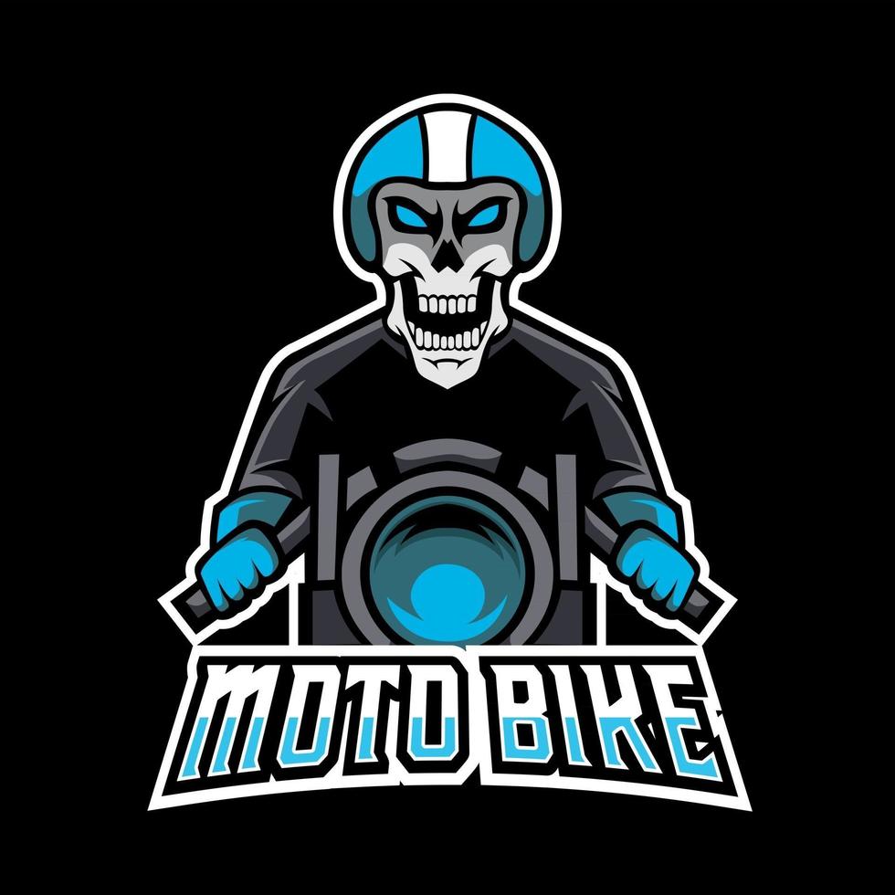 Modelo de logotipo esporte crânio moto bike mascote esport vetor