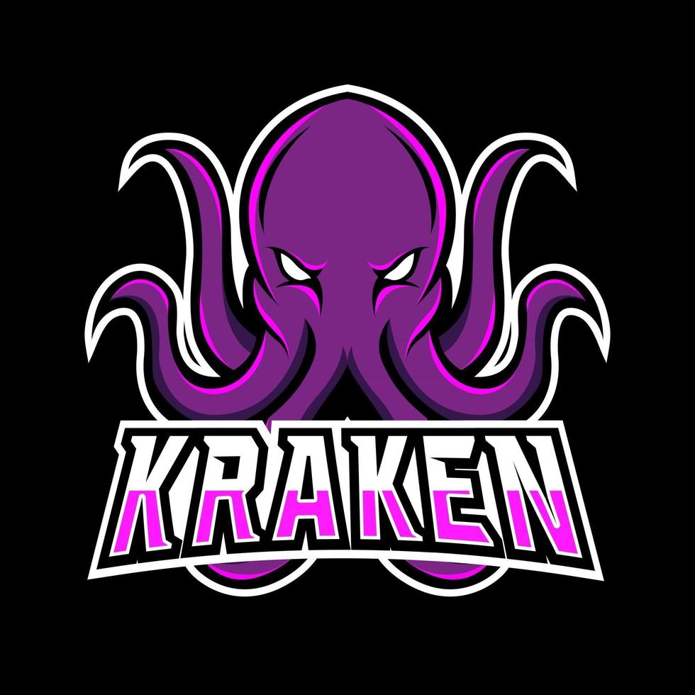 Modelo de logotipo kraken polvo lula mascote esporte gaming esport para time de clube vetor