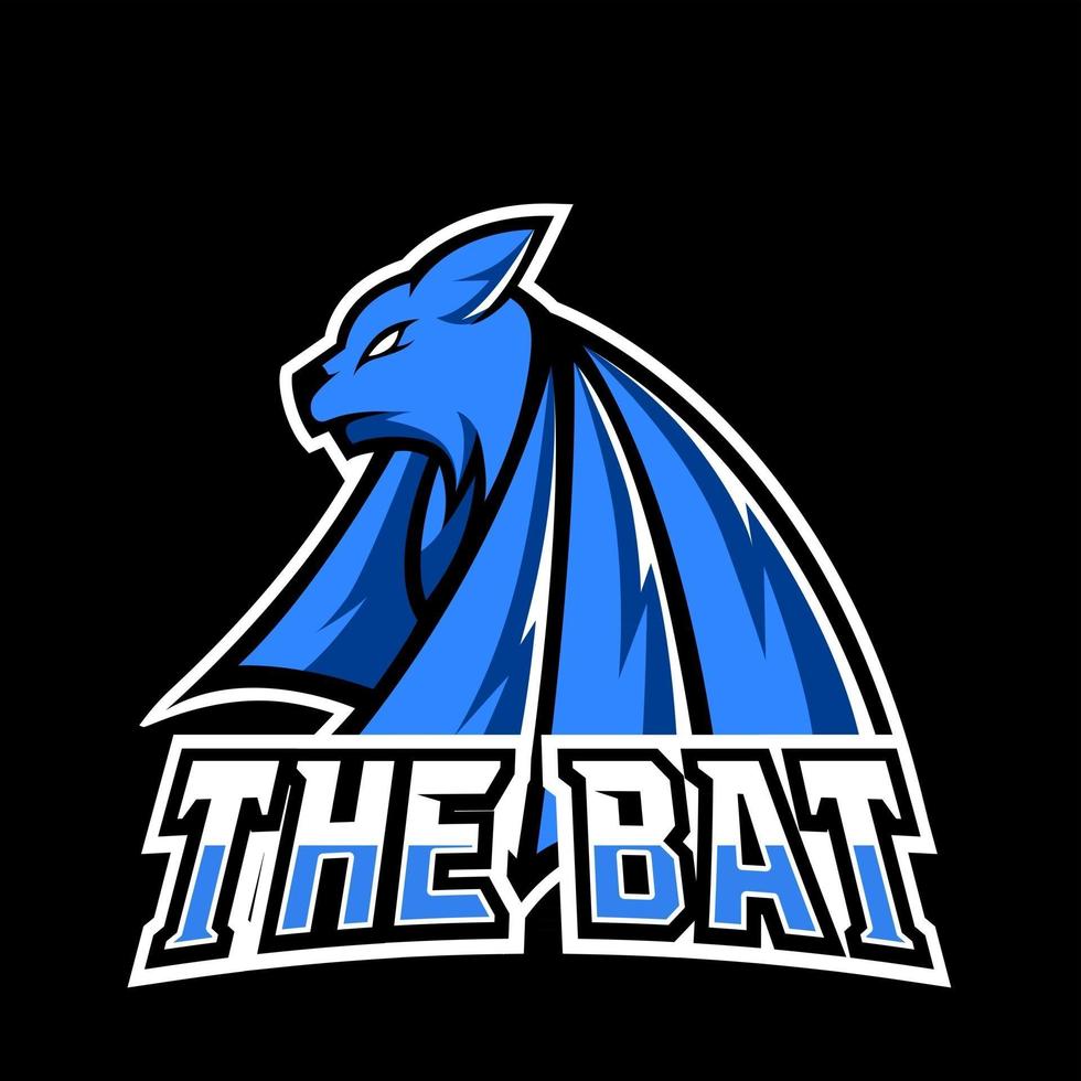 modelo de logotipo azul escuro morcego vampiro mascote esporte gaming para equipe de squad gaming vetor