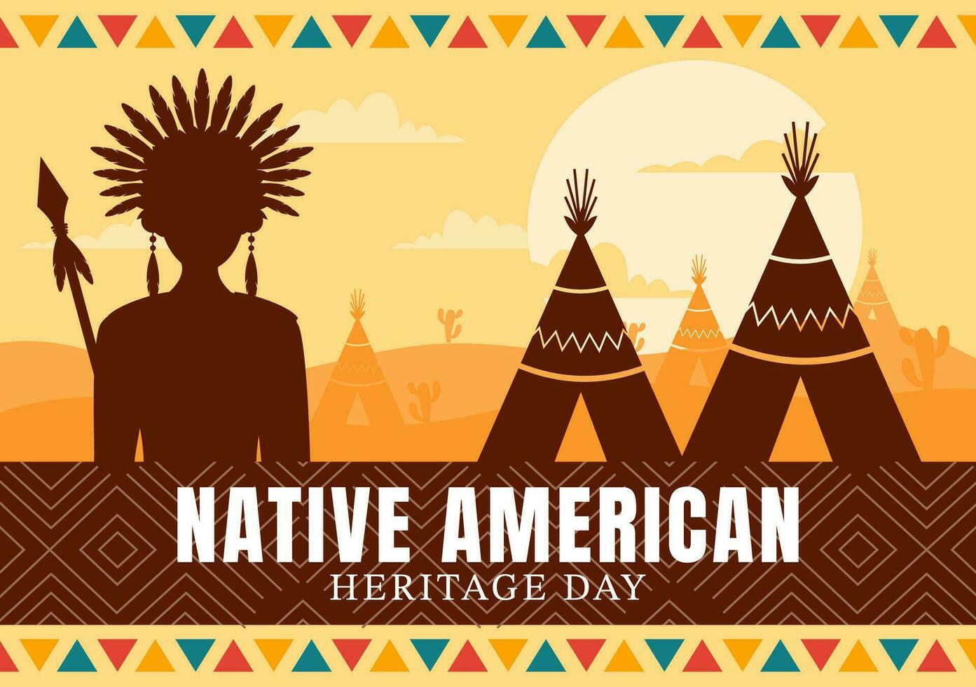 nativo americano herança mês dia vetor ilustração com comemoro América indiano cultura anual dentro Unidos estados para contribuições fundo